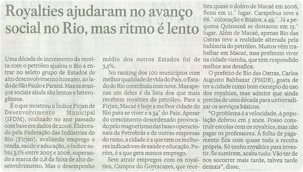 Imprensa nacional elogia aplicação de royalties em Rio das Ostras