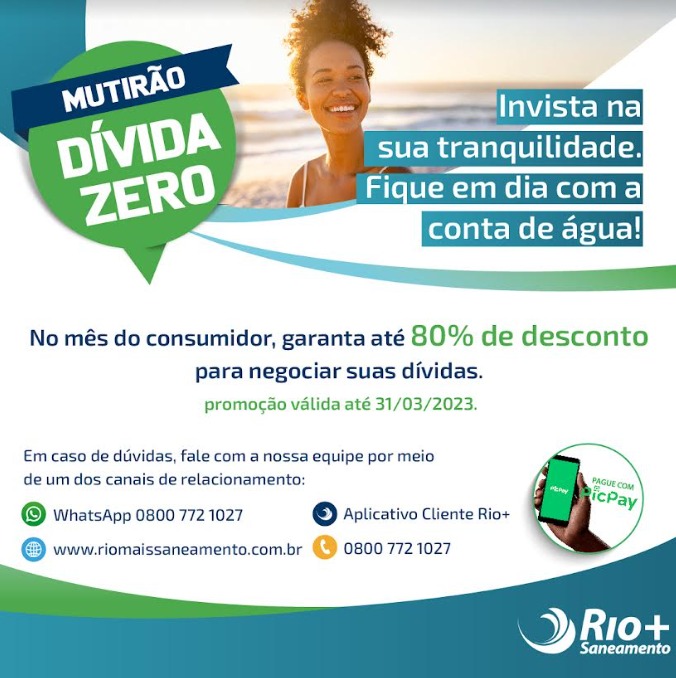 Rio+Saneamento promove ação para clientes ficarem em dia com até 80% de desconto no mês do consumidor