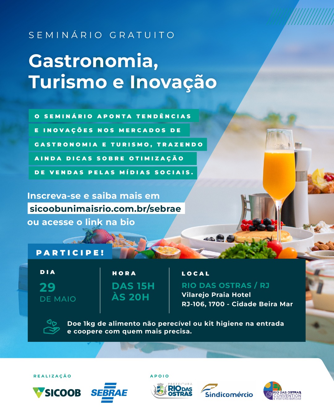 Prefeitura de Rio das Ostras, Sebrae e Sicoob Rio  realizam seminário destinado ao turismo, hotelaria e gastronomia