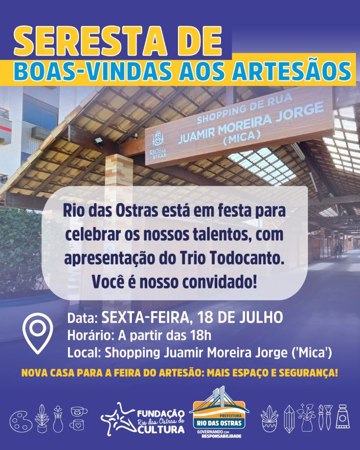Artesãos de Rio das Ostras são recebidos em novo espaço com ‘Seresta de Boas-vindas’