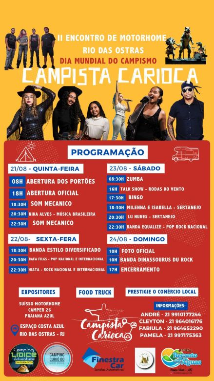 Programação musical embala 2º Encontro de Motorhome em Rio das Ostras