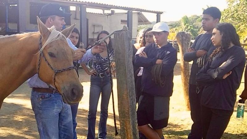 Escola agrícola realiza visita técnica a rancho de pecuária equina