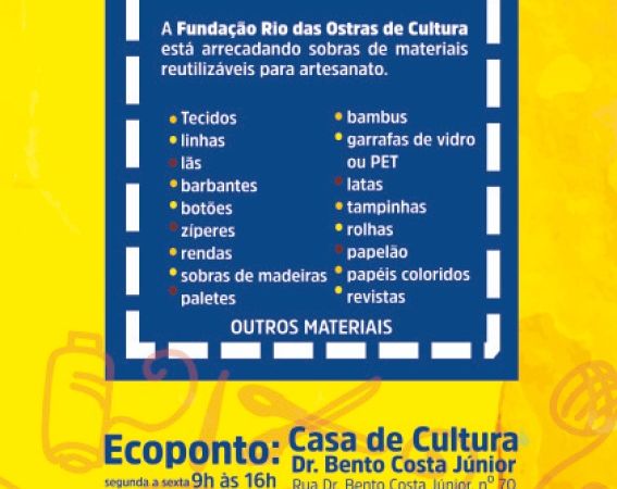 Materiais reutilizáveis doados em Rio das Ostras são usados em oficinas gratuitas