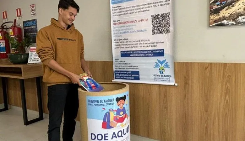 Cartório de Rio das Ostras promove campanha solidária para arrecadar materiais escolares para crianças atendidas pelo Cepro